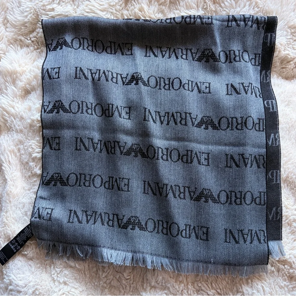 Emporio Armani Gray Logo Scarf